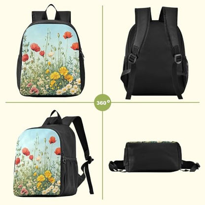 Blueangle Lightweight Waterproof Backpack for Travel & Daily Use, Durable Wildflowers Daypack for Outdoor（370）