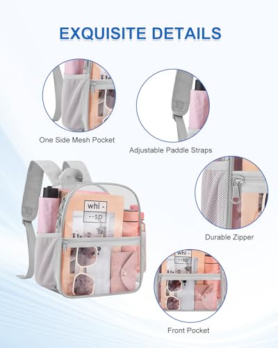 Clear Backpack for Stadium Events, 12x12x6 Small Clear Plastic bag with Reinforced Straps for Game Security Festival Concert - color: Silver