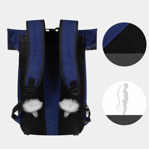 Outdoor Gym Backpack, Multifunction Large Capacity Lightweight for Fitness Travel Hiking, Nylon Daypack- Blue - color: Blue