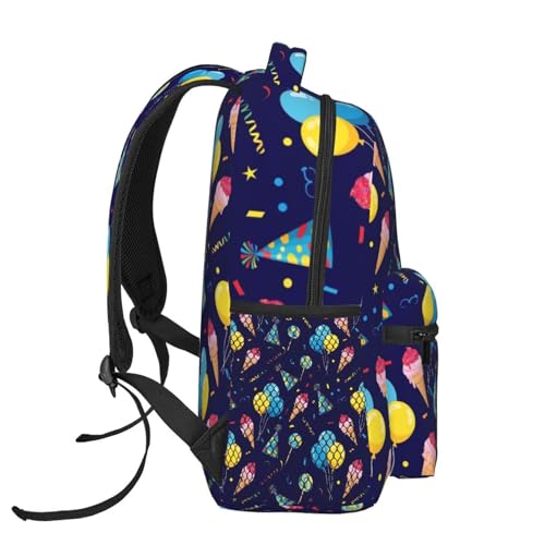 Water Resistant Hiking Backpack Happy Birthday Party, Outdoor Sports Daypack with Side Water Bottle Pocket for Travel and Beach - color: Pattern (259)