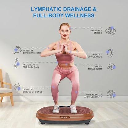 EILISON FitMaxx 3D XL Vibration Plate Exercise Machine - Whole Body Workout Vibration Platform w/Loop Bands - Lymphatic Drainage Machine for Weight Loss, Shaping, Recovery