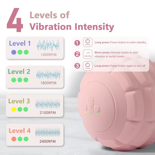 Silicone Vibrating Peanut Massage Ball Roller, Water Resistant Electric Double Lacrosse Massage Ball with 4 Intensities for Muscle Tightness, Deep Tissue Massager for Foot, Back, Hip (Pink) - color: Pink