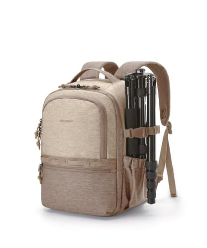 BAGSMART Small Camera Backpack, DSLR SLR Camera Bags for Photographers Compatible for Sony Canon Nikon, Shoulder Strap 2-in-1 Anti-theft Travel Backpack Fits 12.9 Inch, Camel - color: Camel