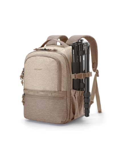 BAGSMART Small Camera Backpack, DSLR SLR Camera Bags for Photographers Compatible for Sony Canon Nikon, Shoulder Strap 2-in-1 Anti-theft Travel Backpack Fits 12.9 Inch, Camel - color: Camel