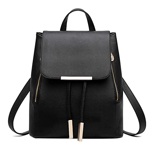 Pahajim Womens Trendy Backpack Purses PU Leather Travel Rucksack for Ladies Cute Daypacks Bags - color: Black