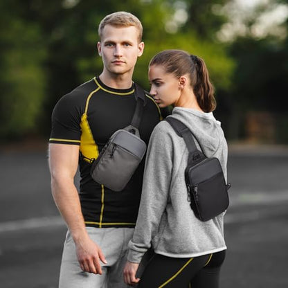 higouta Mini Sling Bag for Men Women, RFID Blocking Crossbody Backpack Casual Utility Chest Phone Bag for Travel Workout - color: Black