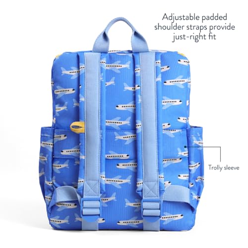 Itzy Ritzy Toddler & Kids Backpack - Lightweight Preschool & Elementary School Bag with Padded Straps, Trolley Sleeve, 2 Side Pockets, Tablet Sleeve & Name Label (Airplanes) - color: Airplanes