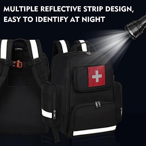 Gatycallaty First Aid Backpack Medical Emt First Responder Bag Empty Ems Emergency Home Health Hiking Trauma Travel Camping (Black, Large) - color: Black, size: Large