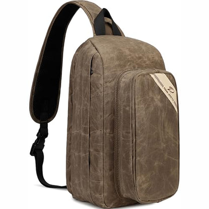 Padwa Lifestyle Dark Brown Crossbody Camera Bag - Waxed Memory Canvas Compact Camera Sling and Crossbody Bag with Fast Access,Versatile Lightweight Everyday Bag for Photographers Travel,Photography - color: Dark Brown