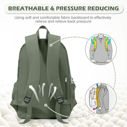 suwasp Casual Laptop Backpack for Women Men Waterproof Lightweight Backpacks Bag 15.6inch Laptop Daypack Large Capacity Backpack, Sage Green - color: Sage Green