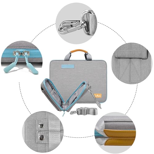 ZINMARK Laptop Case 15.6 Inch Briefcase Military-Grade Protection with Detachable Belt Bag, Compatible All Model of 15-16 Inch MacBook Pro and Most Popular 15.6 Inch Notebooks Chromebooks (Gray&Blue) - color: Gray&blue