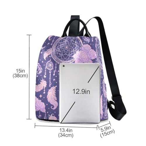 ALAZA Dream Catcher Roses Leaves and Feathers Trips Hiking Camping Rucksack Pack for Women - color: Multi 5