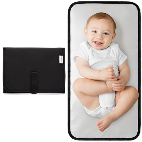 Comfy Cubs Baby Changing Pad Compact Size - Waterproof Diaper Changing Mat with Cushioned Pillow - Soft & Lightweight, Foldable Design for Travel - Stylish Design for Boys and Girls - Solid Black - color: Solid Black, size: Compact