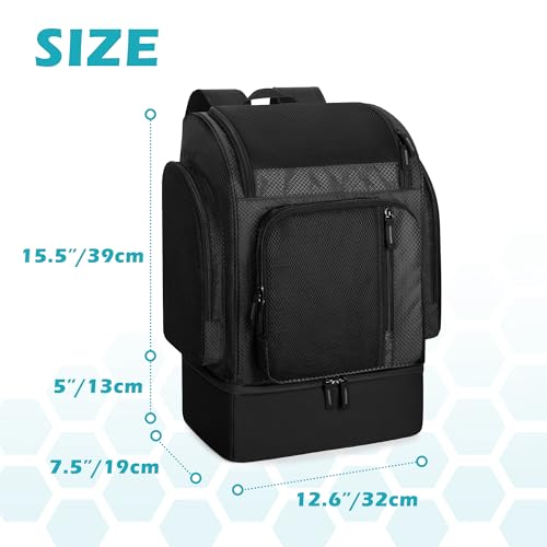 Fasrom Mesh Beach Backpack with Insulated Cooler Compartment, Wet Dry Separation Beach Bag, Large Capacity Tote for Swim - color: Black