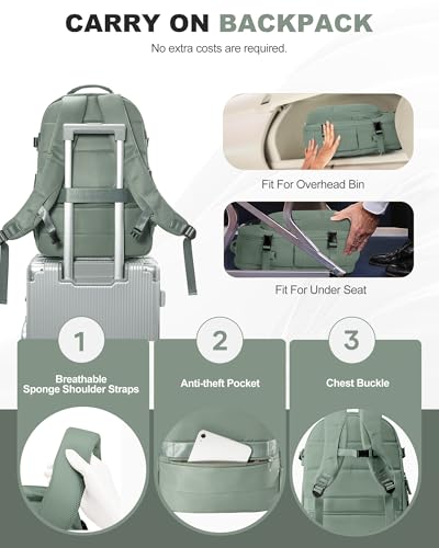coofay Vacuum Backpack Travel with Pump Vacpack Backpack with Vacuum System Travel Compression Backpacks for Women Mochila De Viaje Carry on Luggage - color: B-army Green