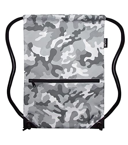 HOLYLUCK Drawstring Backpack Bag Sport Gym Sackpack - color: Grey Camo