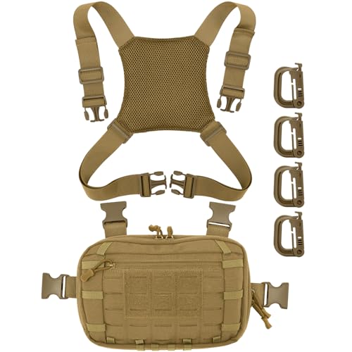 Tactical EDC Chest Bag Utility Molle Chest Rig Pouch with CCW Compartment Adjustable Strap Outdoor Chest Pack - color: Khaki
