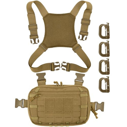 Tactical EDC Chest Bag Utility Molle Chest Rig Pouch with CCW Compartment Adjustable Strap Outdoor Chest Pack - color: Khaki