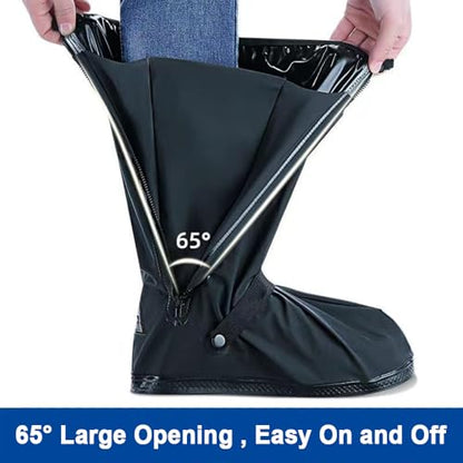 High Waterproof Rain Boot Covers, Heavy Duty Reusable Shoe Covers for Rain Snow Mud, Anti Slip Elastic Overshoes for Outdoor Cycling Walking - size: X-Large