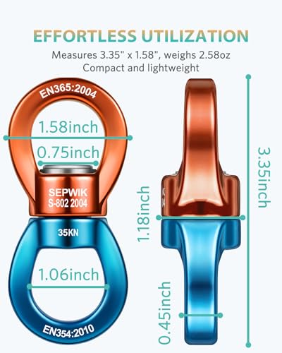 Swing Swivel, 35KN Swing Spinner, 360° Safety Rotational Device Hanging Accessory for Hanging Hammock, Web Tree Swing, Aerial Dance, Children's Swing - color: Orange Blue