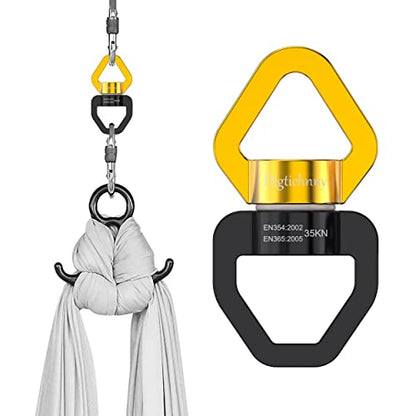 Swing Swivel, 35KN Safety Rotational Device, Swing Spinner for Web Tree Swing, Aerial Dance, Children's Swing, Hanging Hammock Black-Gold - style: Black Gold-1 Pack
