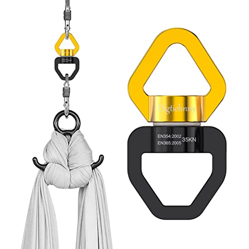 Swing Swivel Heavy Duty, 35KN Safety Rotational Device,Spinner Swivel for for Web Tree Tire Rope Swing, Aerial Dance, Hanging Hammock with 2 carabiners,Black Gold - style: Black Gold-1 Pack with 2 Carabiners