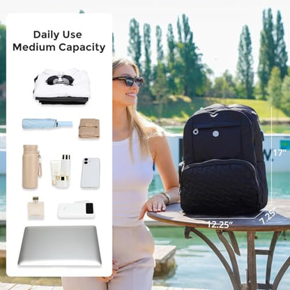 Swissdigital Design Women's Laptop Backpack, 15.6 Inch Slim Commuter Bag with RFID Protection & USB-C Charging Port - Lightweight 20L College Bookbag for Travel & Work, Black (SD1711-01) - color: Black