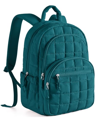 BAGSMART College Laptop Backpack, Travel Backpack for Women, Quilted Casual Daypack, Water-Resistant Bookbag for 15.6 Inch Laptop, Teal - color: Teal, size: Standard 15.6 Inch