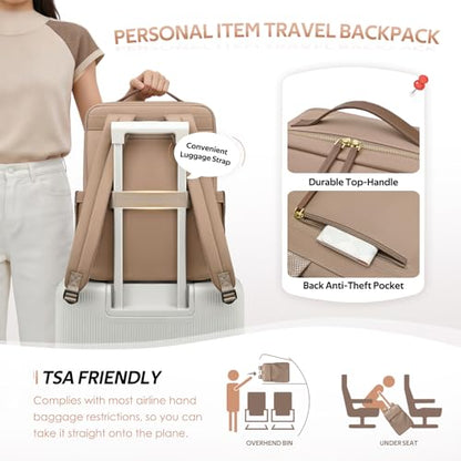 GOLF SUPAGS Travel Laptop Backpack for Women Airline Approved for Work College Travel Multi-Functional Casual Daypack Teacher Nurse Bags Fits 15.6 Inch Notebook (Champagne) - color: Champagne