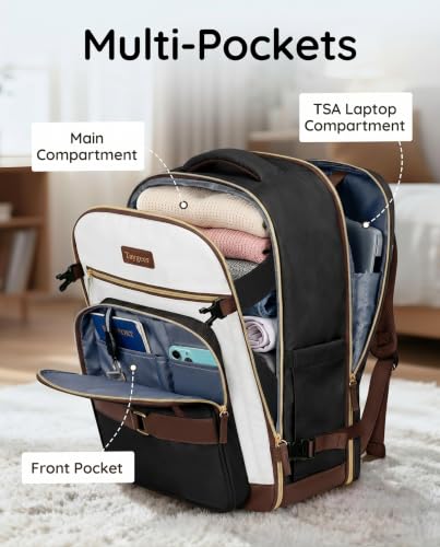 Taygeer Frontier Airlines Personal Item Bag 18x14x8, Carry on Backpack 40L | Underseat Travel Backpack for Women & Men with Makeup Compartment & Wet Bag, Fits Spirit Frontier Allegiant, Black Brown - color: Black
