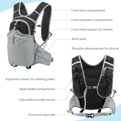 ShowyLive Lightweight Travel Backpack, Small Hiking Backpack Breathable for Cycling Trail Running Hiking - color: Black, size: 10L