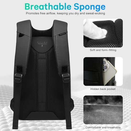 BANGE Anti-Theft Business Laptop Backpack, 15.6 Inch Lock Travel Backpack, Water-resistant Zippers with USB Charging Port, 16L Computer Bag for Men & Women