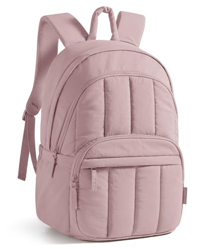BAGSMART Womens Backpack Travel Laptop Backpack for Women, Quilted College Laptop Bookbag, Work Back Pack for Women, Cute Computer Water-Resistant Casual Daypack, Puffer Rose Purple - color: 09-rose Purple