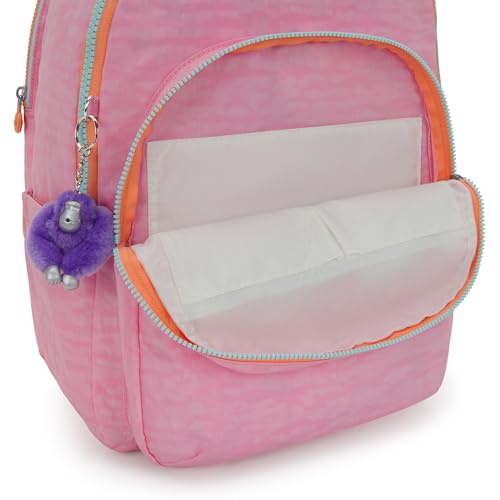 Kipling Women's Seoul Extra Large 17" Laptop Backpack, Durable, Roomy with Padded Shoulder Straps, Built-In Protective Sleeve - color: Bubblegum Pink Mix Pop, size: 13.5''L x 17.75''H x 9''D