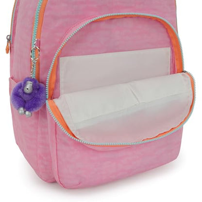 Kipling Women's Seoul Extra Large 17" Laptop Backpack, Durable, Roomy with Padded Shoulder Straps, Built-In Protective Sleeve - color: Bubblegum Pink Mix Pop, size: 13.5''L x 17.75''H x 9''D