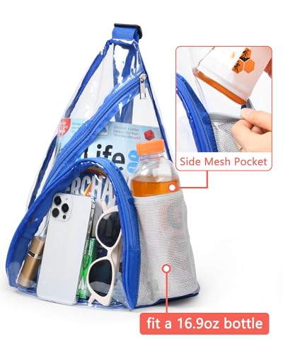 HULISEN Clear Sling Bag, Clear Bag Stadium Approved, Transparent Shoulder Crossbody Backpack Chest Casual Daypack - color: Blue