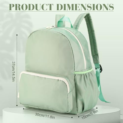 1 Piece Nylon Backpack Kids School Backpack for Toddler Girls Boys Plain Waterproof Preppy Bookbags Travel for Student (Matcha) - color: Matcha