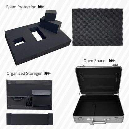 Aluminum Storage Case with Customizable Foam and TSA Locks - color: Silver, size: 18.1 x 13.8 x 6.1 inch