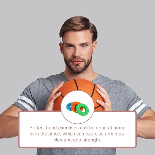 Housoutil 3pcs Hand Grip Strengthener Rings Set 40lb Blue 50lb Green 60lb Orange Portable Hand Exerciser for Wrist Force Training Finger Expansion
