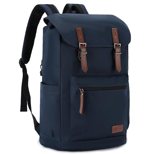 VASCHY Backpack for Men, Water Resistant High School Backpack Travel Carry-on Anti-theft Casual Daypack for Work Business Hiking Navy - color: Navy