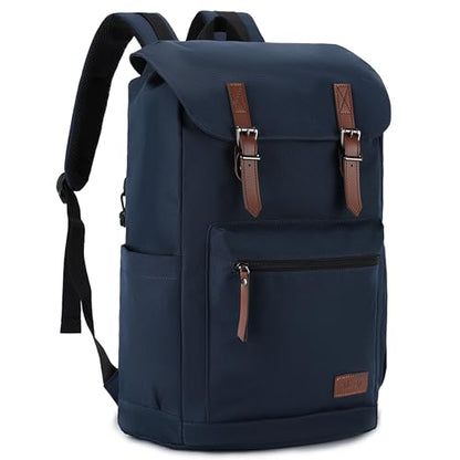 VASCHY Backpack for Men, Water Resistant High School Backpack Travel Carry-on Anti-theft Casual Daypack for Work Business Hiking Navy - color: Navy