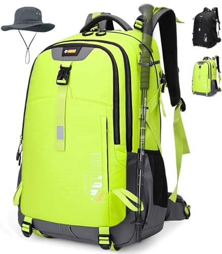 Hiking Backpack for Men Women, 50L Large Capacity Waterproof Mountaineering Backpack, Breathable Outdoor Daypack, Adjustable Trekking Rucksack for Camping Climbing Travel Climbing Travel - color: Green