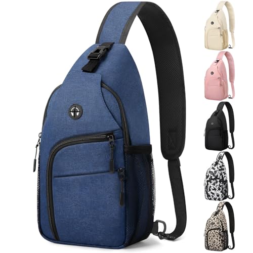 Pritent Crossbody Bags for Women Man Waterproof Sling Bag Backpack Trendy Casual Cross Body Bag with Convertible Shoulder Strap Chest Bag for Camping Hiking Travel Essentials (Blue, Medium) - color: Blue, size: Medium