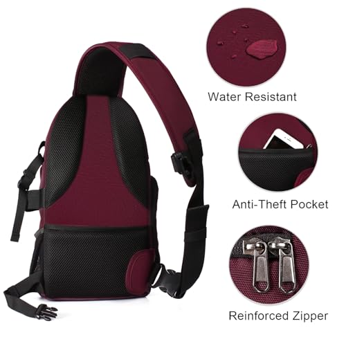 MOSISO Camera Sling Bag, DSLR/SLR/Mirrorless Camera Backpack Case Shockproof Photography Backpack with Tripod Holder & Removable Modular Inserts Compatible with Canon/Nikon/Sony/Fuji, Wine Red - color: Wine Red