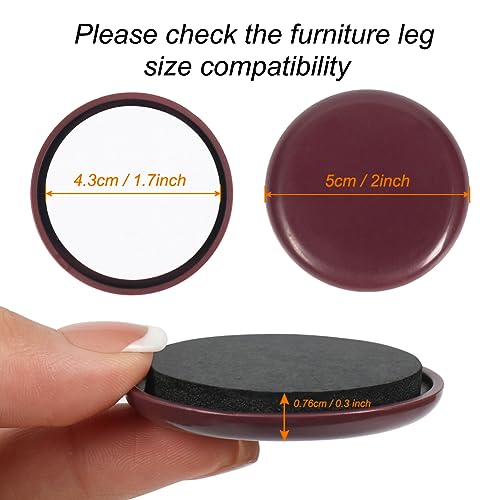 Furniture Sliders, 12pcs Furniture Movers 2 Inch Heavy Duty Moving Pads Self Adhesive Chair Gliders for Carpet and Hardwood Floors(Brown) - size: 12pcs 2" Brown