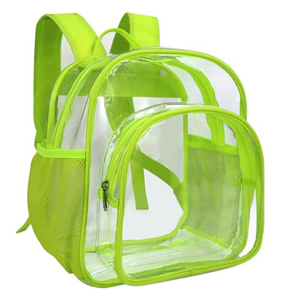 Clear Backpack Stadium Approved 12x12x6 Small Clear Backpack for Concert,Work,Festival,Security,Stadium - color: Fluorescent Green