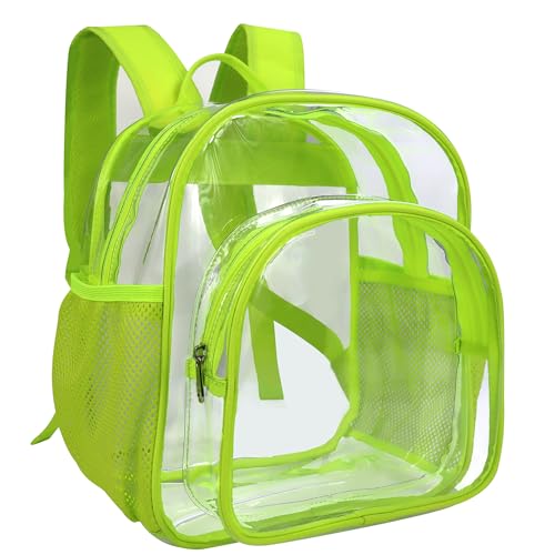 Clear Backpack Stadium Approved 12x12x6 Small Clear Backpack for Concert,Work,Festival,Security,Stadium - color: Fluorescent Green