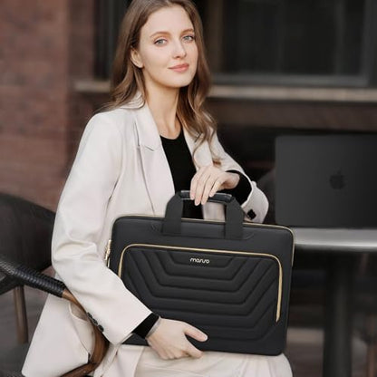 MOSISO Laptop Shoulder Bag, Computer Bags, Laptop Messenge Bag with Front Inverted Trapezoid Quilted Pocket