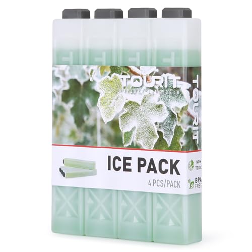 TOURIT Ice Packs for Coolers Reusable Long Lasting Freezer Packs for Lunch Bags/Boxes, Cooler Backpack - color: 4Pack-Green, size: Large