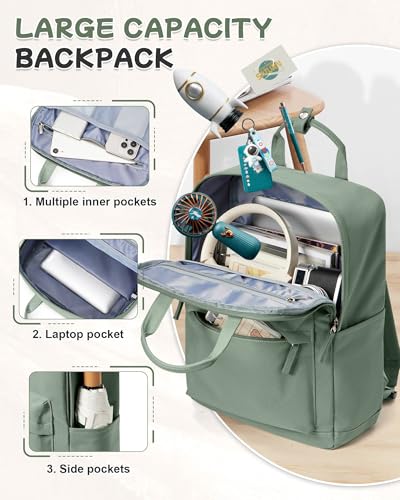 BJLFS Large Light Green School Backpack for Women Teen Girls, Bookbag College Student Backpack for School Men Boys, Mochilas Escolares Casual Daypack Lightweight Book Bag - color: Large Light Green